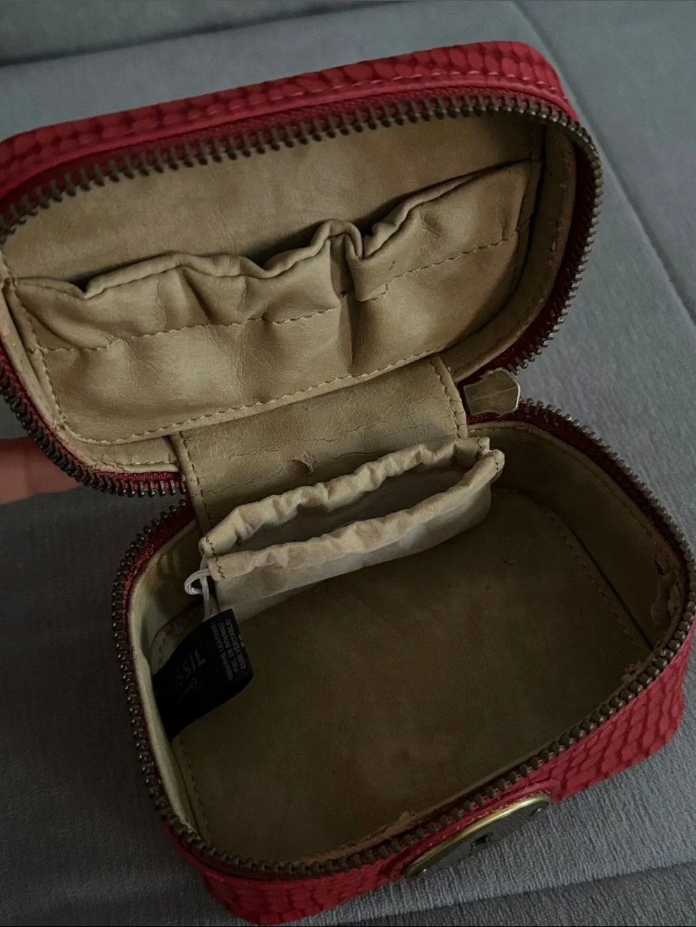 Fossil Red Croc-Embossed Jewelry Travel Case